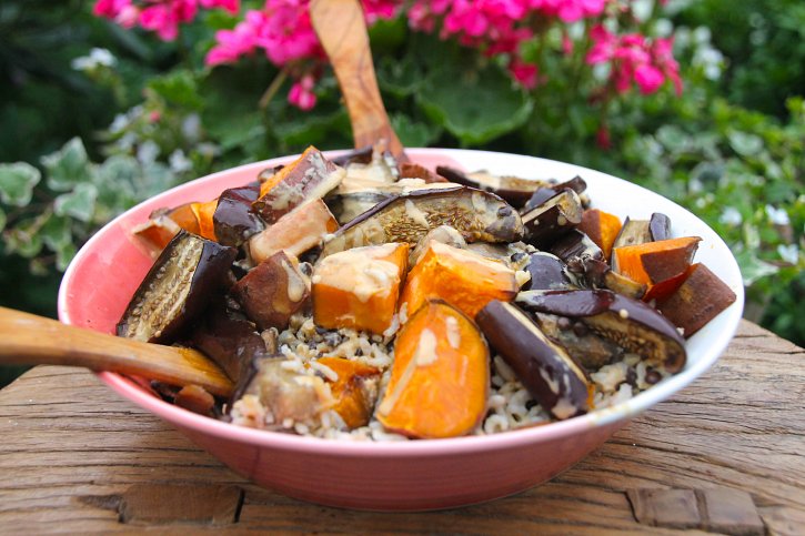 Garlic-Tahini Infused Brown Rice Bowl
