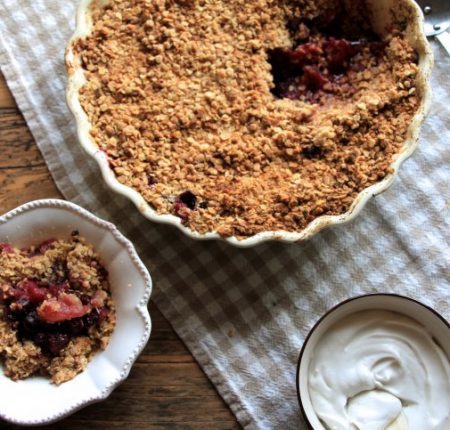Apple, Blueberry & Cinnamon Crumble with a Whipped Coconut Cream