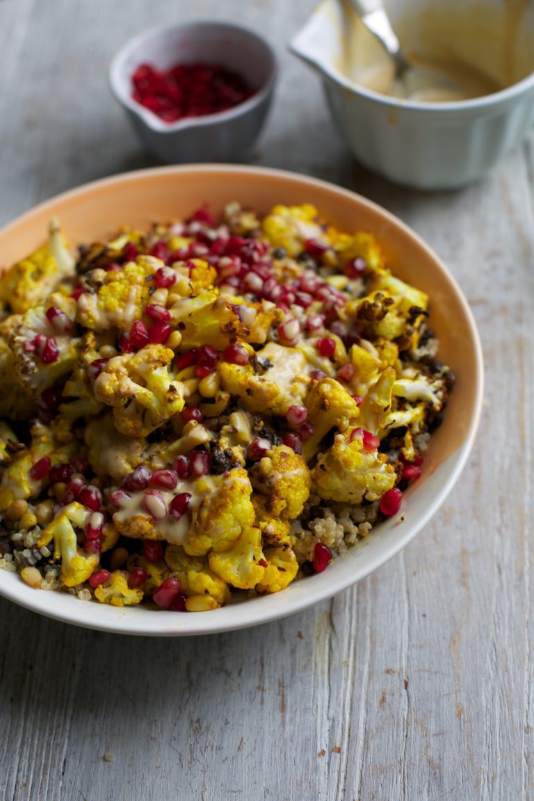 Turmeric Roasted Cauliflower, Quinoa + Lentil Bowl Naturally Sassy