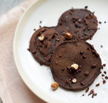 Chocolate hazelnut protein pancakes