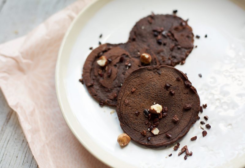 Chocolate hazelnut protein pancakes
