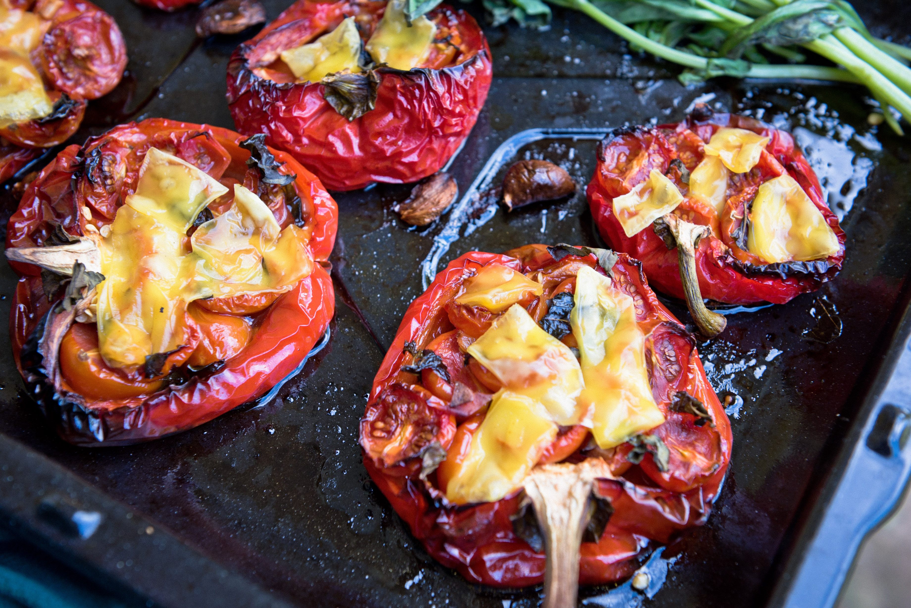Tomato Stuffed Roasted Red Peppers - Naturally Sassy